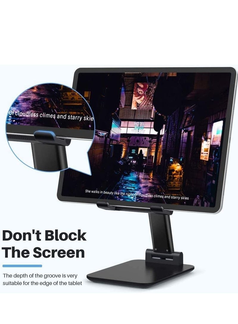 Foldable & Adjustable Tablet Stand for Phones, iPad Pro 11, Samsung Galaxy Tabs, Kindle, Nintendo Switch, Black - Image 2