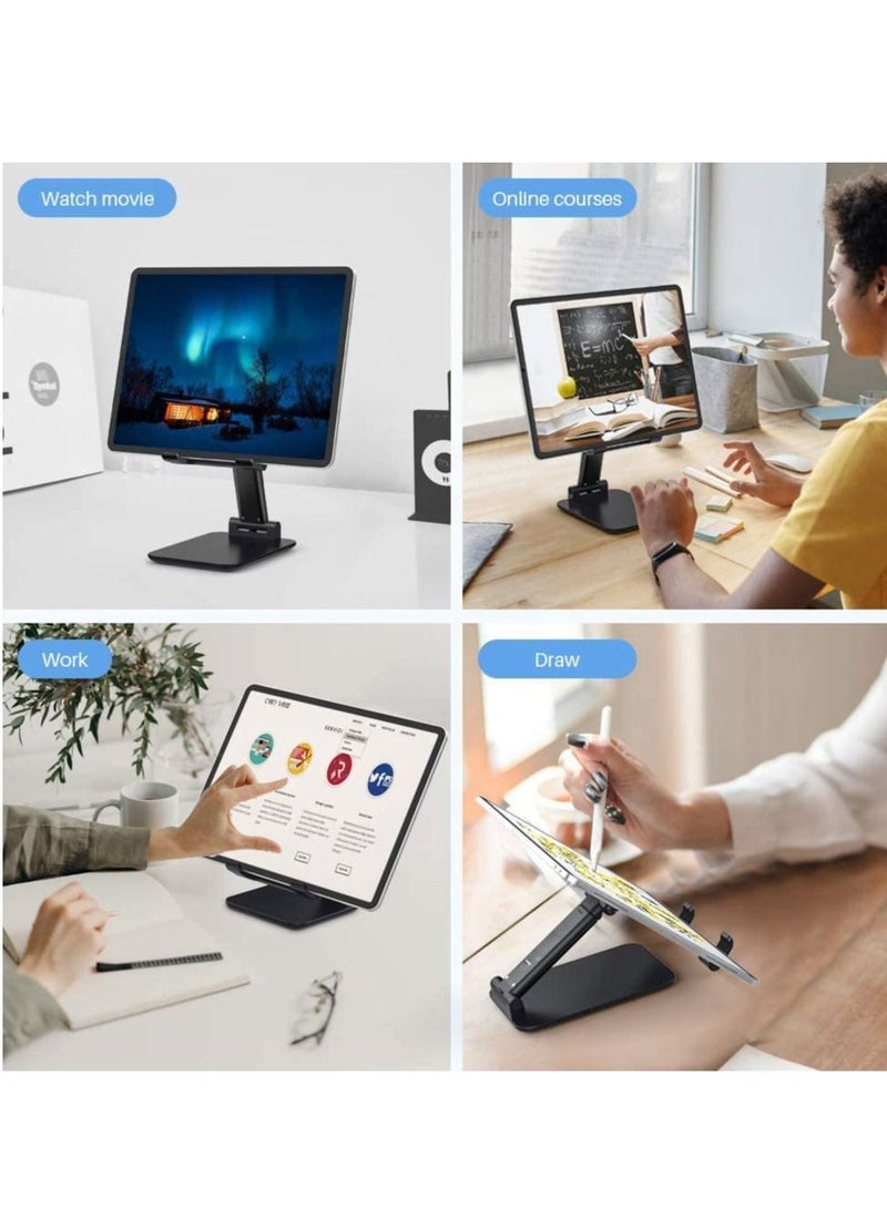 Foldable & Adjustable Tablet Stand for Phones, iPad Pro 11, Samsung Galaxy Tabs, Kindle, Nintendo Switch, Black - Image 3
