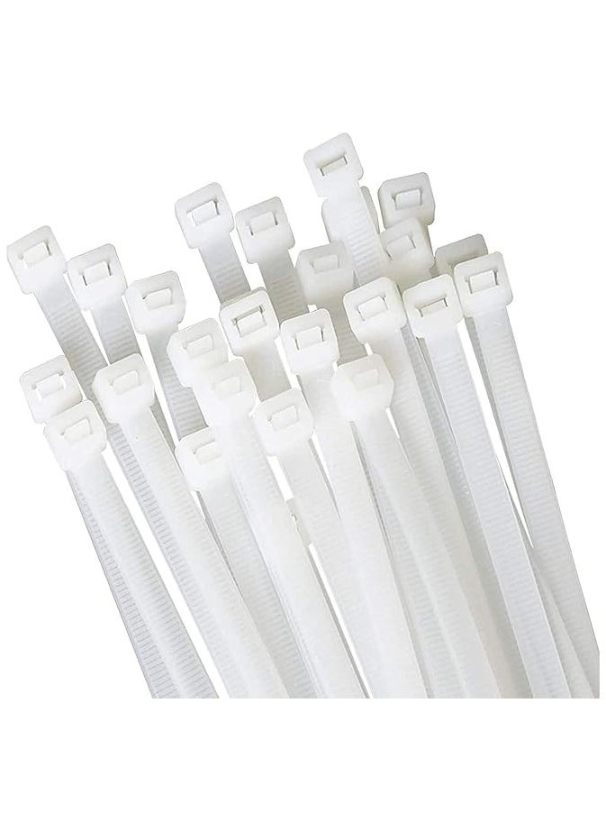 AL FAKHAMA - White Cable Ties, (300mm x 3.6mm), [Pack of 100], 12" Tensile Strength 18Kg(40lbs) Nylon Zip Ties, Multi-Purpose Plastic Tie Wraps - Image 1