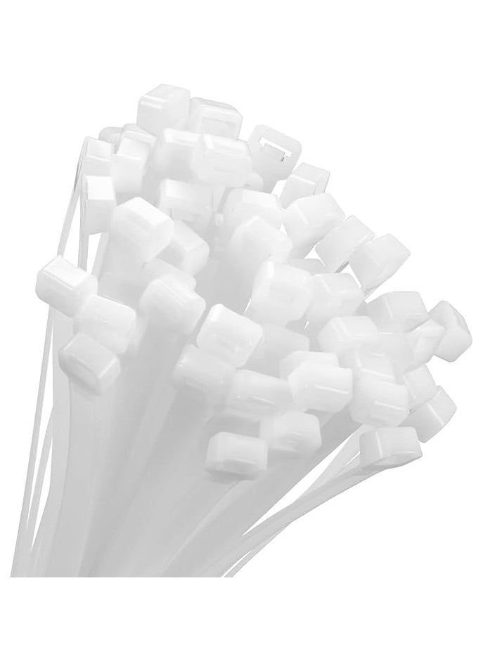 AL FAKHAMA - White Cable Ties, (300mm x 3.6mm), [Pack of 100], 12" Tensile Strength 18Kg(40lbs) Nylon Zip Ties, Multi-Purpose Plastic Tie Wraps - Image 1