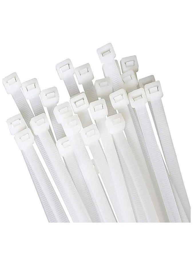 AL FAKHAMA - White Cable Ties, (300mm x 3.6mm), [Pack of 100], 12" Tensile Strength 18Kg(40lbs) Nylon Zip Ties, Multi-Purpose Plastic Tie Wraps - Image 1