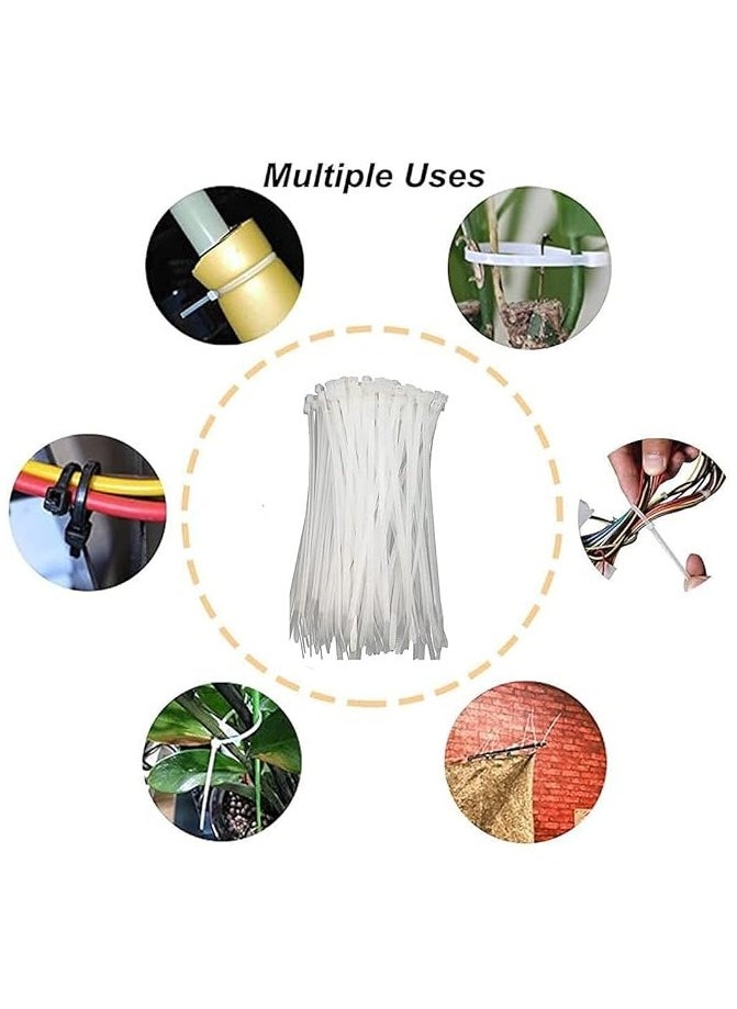 AL FAKHAMA - White Cable Ties, (300mm x 3.6mm), [Pack of 100], 12" Tensile Strength 18Kg(40lbs) Nylon Zip Ties, Multi-Purpose Plastic Tie Wraps - Image 1