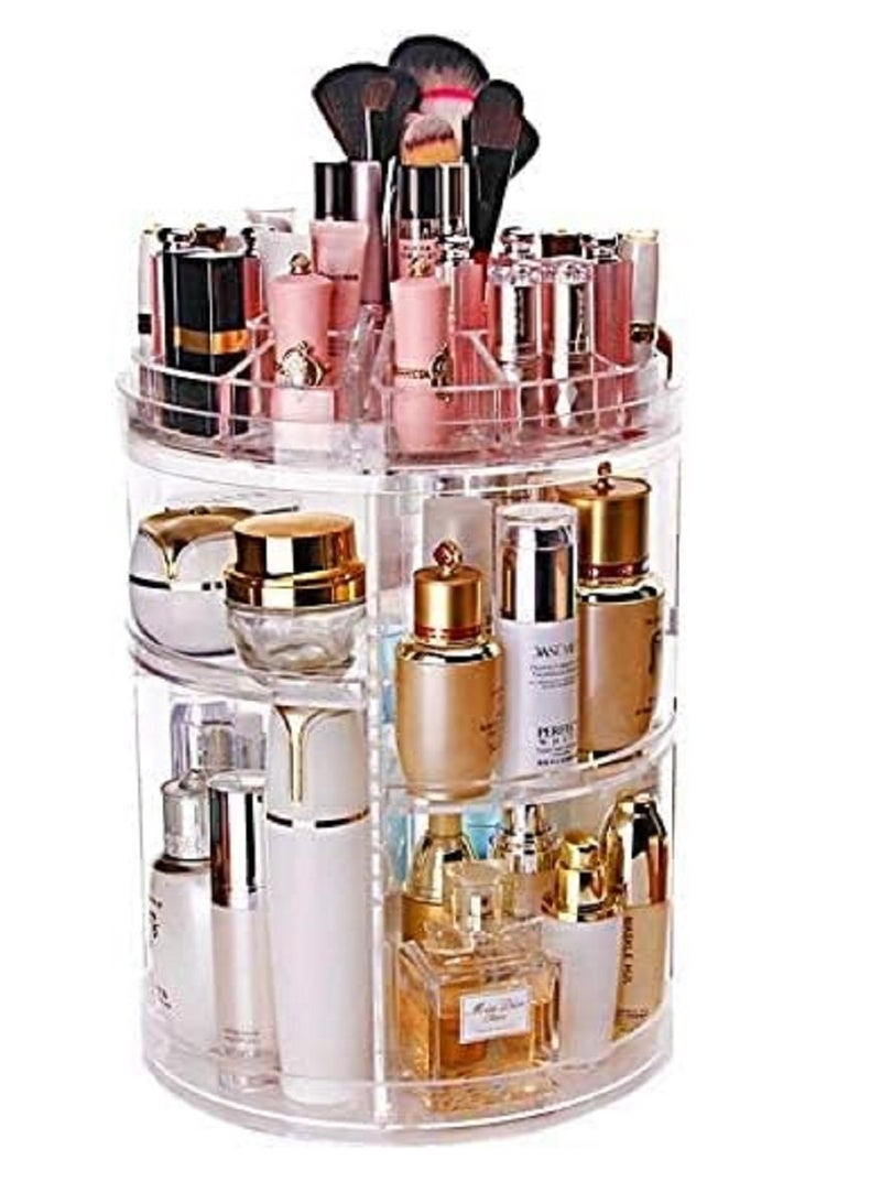 360 Degree Rotating Makeup Organizer Clear Pink - Image 1