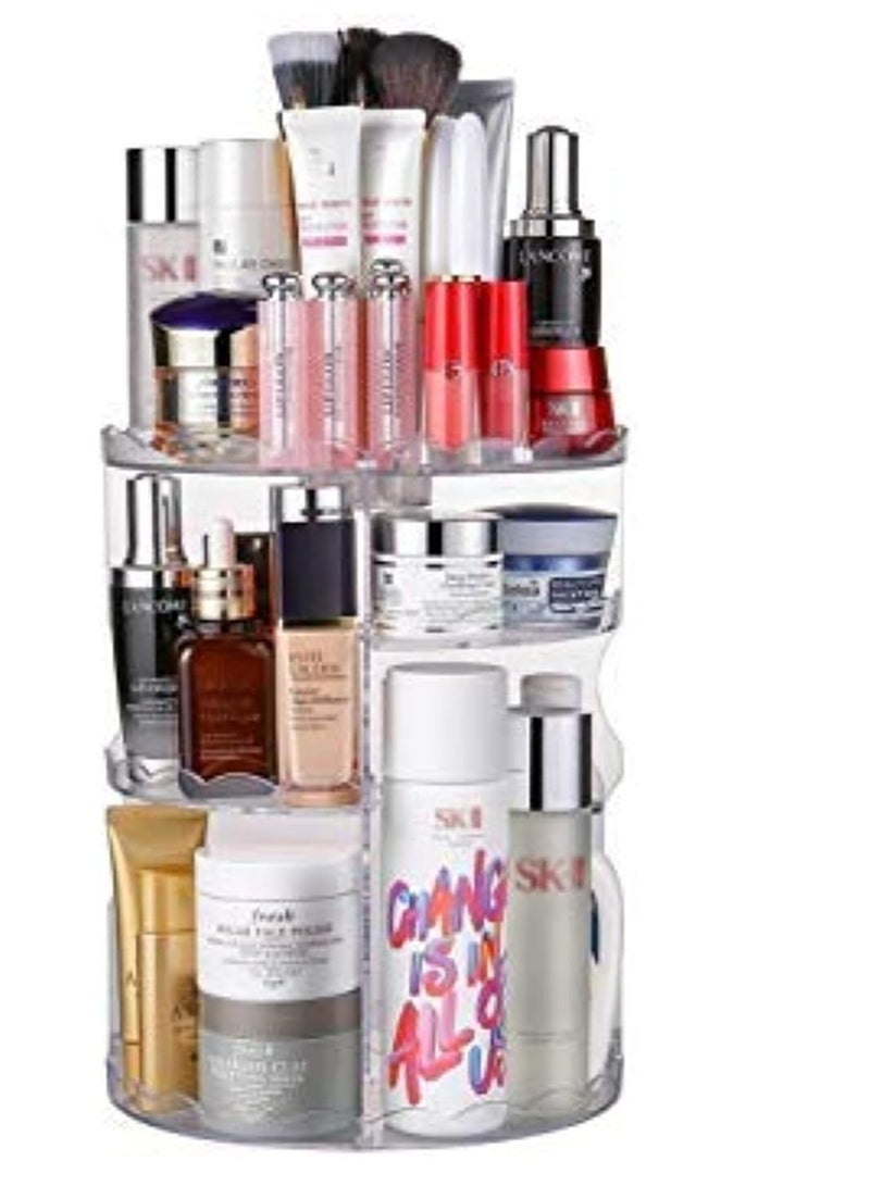 360 Degree Rotating Makeup Organizer Clear Pink - Image 2