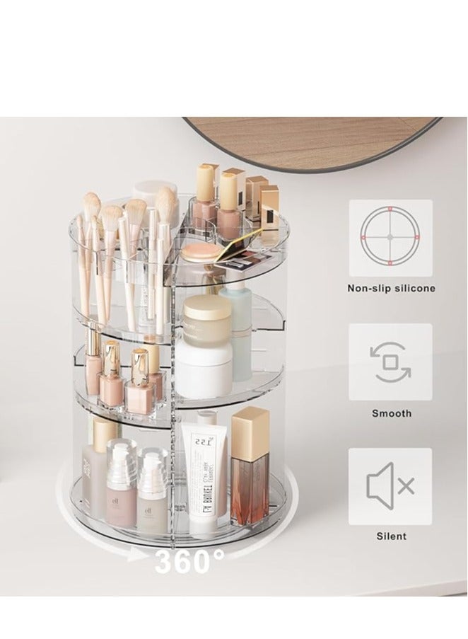 360 Degree Rotating Makeup Organizer Clear Pink - Image 3