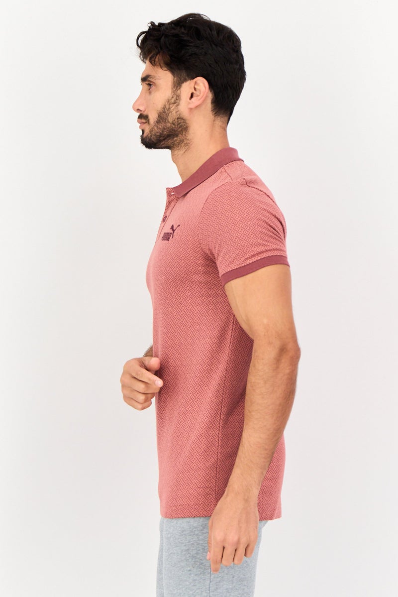 PUMA قميص بولو خارجي للرجال بقصة ضيقة بأكمام قصيرة، بني صدئ - Image 2