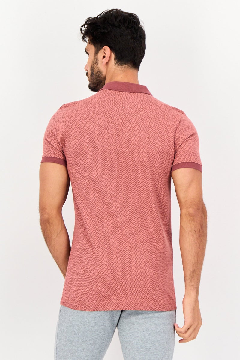 PUMA قميص بولو خارجي للرجال بقصة ضيقة بأكمام قصيرة، بني صدئ - Image 3