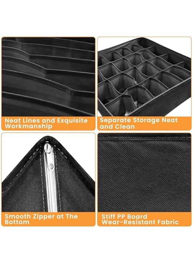 HOOKOR 8 Packs Drawer Organizers for Clothing with 90 Cells Fabric Foldable Grids Dividers Box for Socks,Underwear, Bras and Ties (Black)  - Image 4
