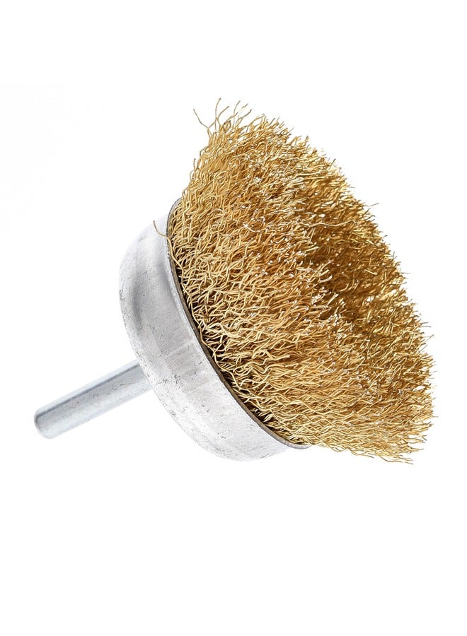 LAWAZIM Wire Cup Brush -2.5inch- Heavy-Duty Brass Wire Brush Attachment with Crimped Bristles for Power Tools - Ideal for Rust Removal, Metal Cleaning, and Surface Preparation with Maximum 4500 RPM - Image 3