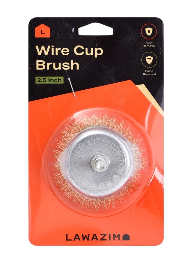 LAWAZIM Wire Cup Brush -2.5inch- Heavy-Duty Brass Wire Brush Attachment with Crimped Bristles for Power Tools - Ideal for Rust Removal, Metal Cleaning, and Surface Preparation with Maximum 4500 RPM - Image 5
