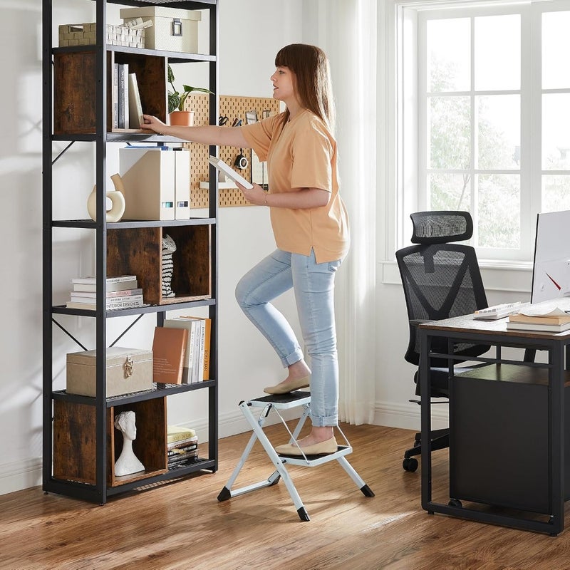 Folding 2-Step Stool for Indoor Use, Steel Construction, Black, 150kg Load Capacity - Image 3