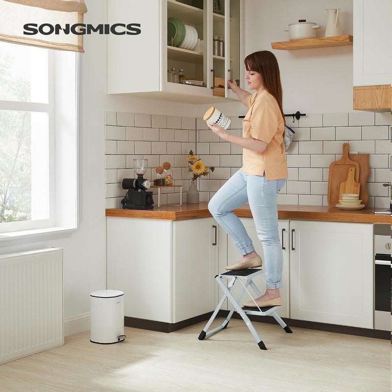 Folding 2-Step Stool for Indoor Use, Steel Construction, Black, 150kg Load Capacity - Image 2