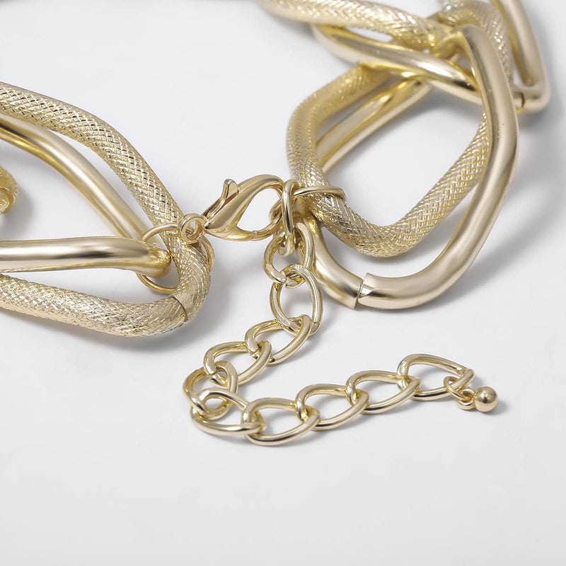 EXCEFORE Gold Chunky Choker Necklace, Chunky Choker Necklace for Women, 18K Gold Chain Necklace Costume Accessory for Women Girls, Necklace Jewelry Gifts - Image 5