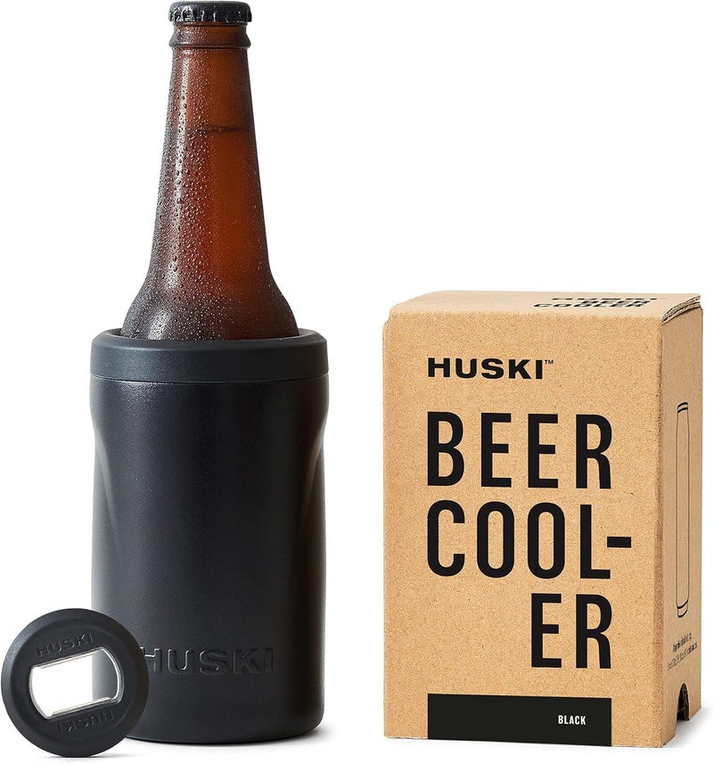 Huski Beer Cooler 2.0 | NEW | Premium Can and Bottle Holder | Triple Insulated Marine Grade Stainless Steel | Detachable 3-in-1 Opener | Works as a Tumbler | Best Gifts for Beer Lovers (Matte Black) - Image 1