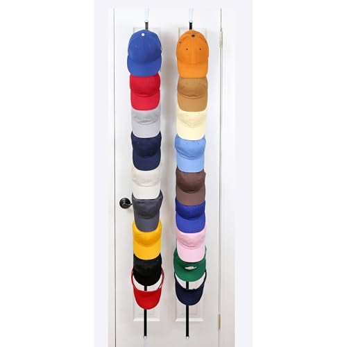 Perfect Curve CapRack | Over-The-Door Hat Organizer for Baseball Caps | 2 Straps, Holds 18-36 Adjustable Caps | Black - Image 1