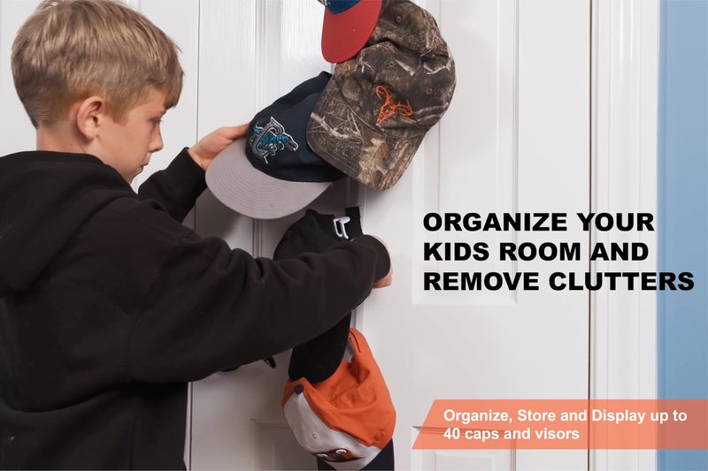 Perfect Curve CapRack | Over-The-Door Hat Organizer for Baseball Caps | 2 Straps, Holds 18-36 Adjustable Caps | Black - Image 2