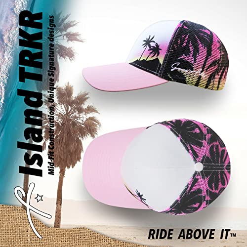 Grace Folly Beach Trucker Hats for Women- Snapback Baseball Cap for Summer (Pink Palm Tree- Mesh Print) - Image 5