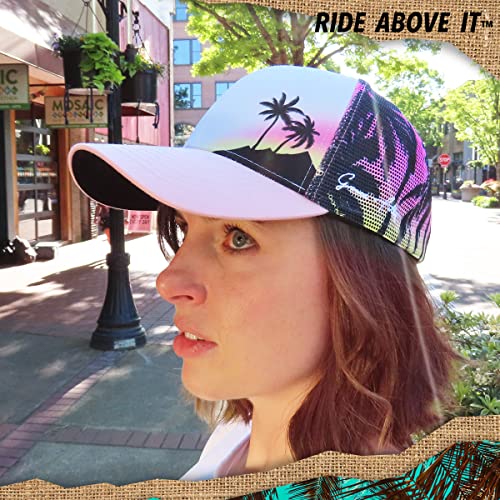 Grace Folly Beach Trucker Hats for Women- Snapback Baseball Cap for Summer (Pink Palm Tree- Mesh Print) - Image 2