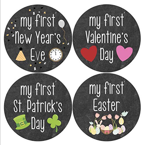 Months In Motion My First Holiday Baby Stickers Milestone Christmas, Birthday, Halloween, Easter, Thanksgiving Baby Sticker Chalkboard - Image 2