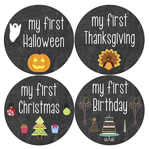 Months In Motion My First Holiday Baby Stickers Milestone Christmas, Birthday, Halloween, Easter, Thanksgiving Baby Sticker Chalkboard - Image 4