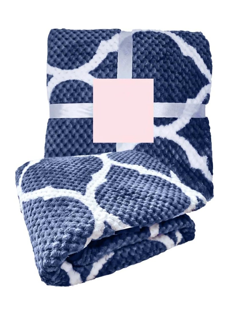 T G H Super Soft Flannel Plush Throw Blanket - Pineapple Checked, Single Size (160x220 cm) for Bed and Sofa, Cozy and Comfortable  - Image 1