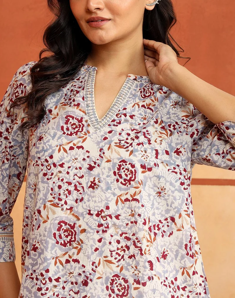 Fabindia  Blue-Beige Cotton Tunic for Women | Best Price UAE