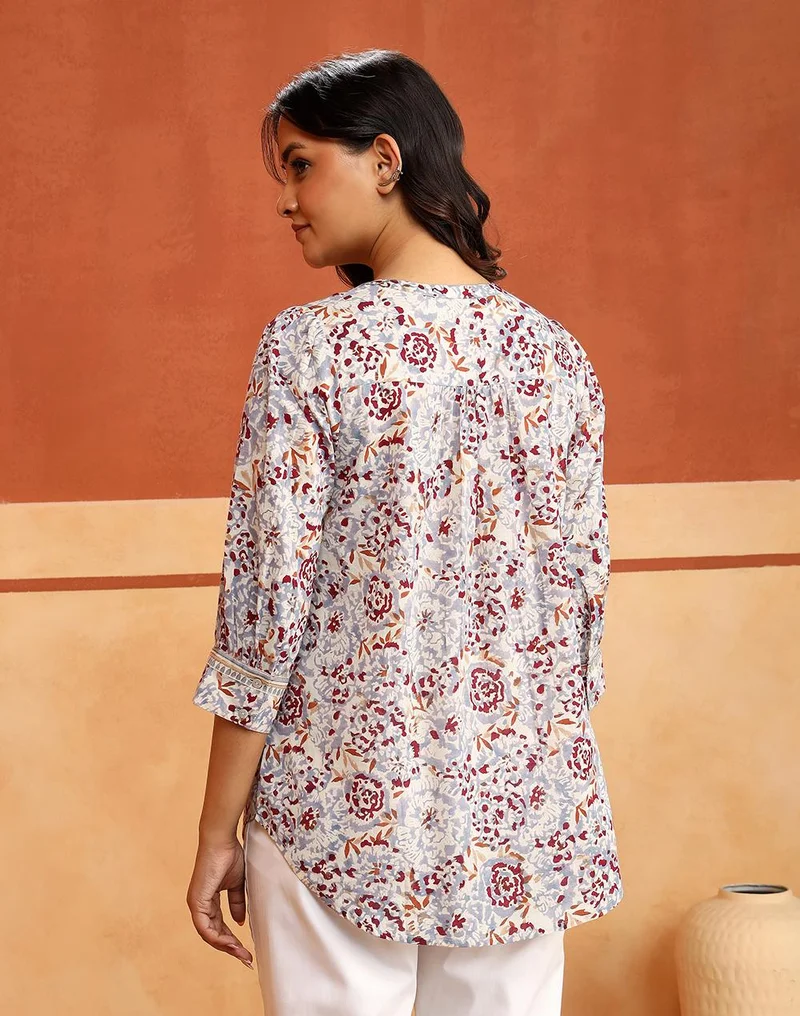 Fabindia  Blue-Beige Cotton Tunic for Women | Best Price UAE