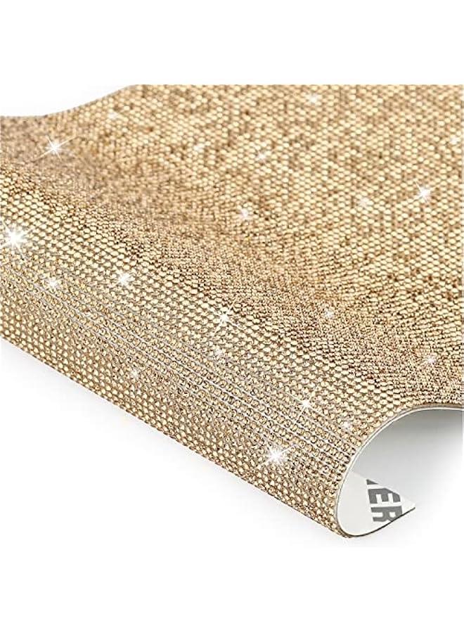 9.4 x 8 Inch Bling Car Trim Self-Adhesive Rhinestone DIY Decoration Sticker Car Accessories for Women, Car Bling Interior Exterior Decoration (Small 9.4 x 8, Amber) - Image 1