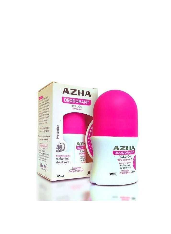 AZHA Azha Roll-On Whitening Deodorant Pink Delays Hair Growth Secret 60 ML 