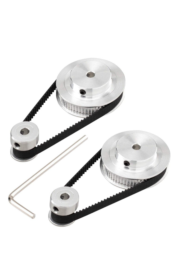 3D Printer Aluminum Timing Belt Pulley Wheel, 2 Kit GT2 Synchronous Wheel 20 & 60 Teeth 5mm Bore, Aluminum Timing Pulley with 2 pcs Length 200mm Width 6mm Belt (bore 5mm (2pcs a Set))  - Image 1