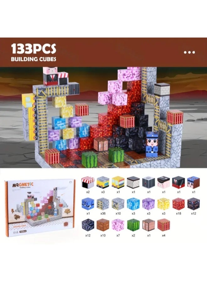 حديقة الألعاب طقم مكعبات بناء 133 قطعة لعبة بناء إبداعية للأطفال مكعبات ألغاز تعليمية للأولاد والبنات طقم ألعاب بناء وتعلم عالي الجودة للأطفال الصغار هدية بناء إبداعية مذهلة ومفيدة جداً لهم في المنزل اليوم - Image 1
