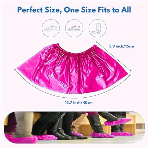 C-Cure® Disposable Shoe Cover for Rain | Waterproof Shoes Cover for Rain | Shoe Cover | Rain Shoe Cover | Rain Cover for Shoes | Shoe Rain Cover Waterproof | (Pack of 100, Pink) - Image 4