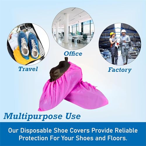 C-Cure® Disposable Shoe Cover for Rain | Waterproof Shoes Cover for Rain | Shoe Cover | Rain Shoe Cover | Rain Cover for Shoes | Shoe Rain Cover Waterproof | (Pack of 100, Pink) - Image 5