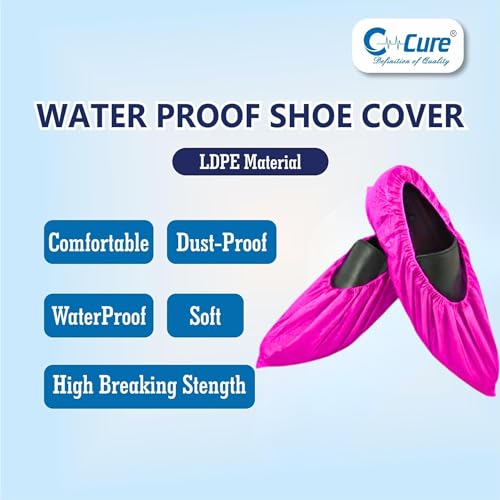 C-Cure® Disposable Shoe Cover for Rain | Waterproof Shoes Cover for Rain | Shoe Cover | Rain Shoe Cover | Rain Cover for Shoes | Shoe Rain Cover Waterproof | (Pack of 100, Pink) - Image 3