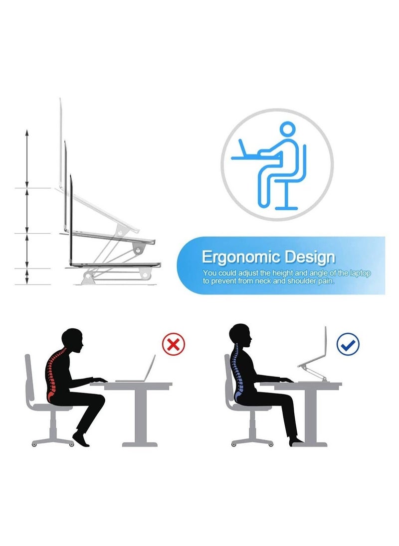 Adjustable Laptop Stand, Ergonomic Laptop Stand for Desk , Light Weight Aluminum Laptop Holder, Computer Stand Compatible with Mac MacBook Pro Air, Lenovo, HP, Dell and More - Image 2