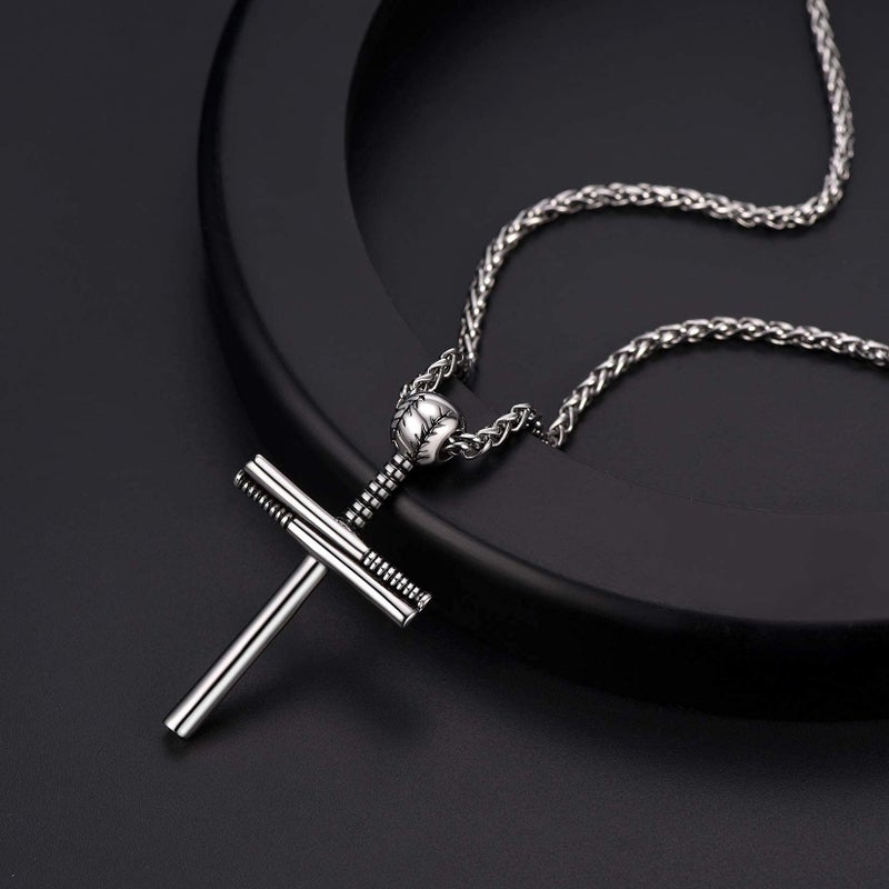 U7 Men Baseball Chain Stainless Steel Jersey Baseball Cross Pendant Cool Necklace - Image 5