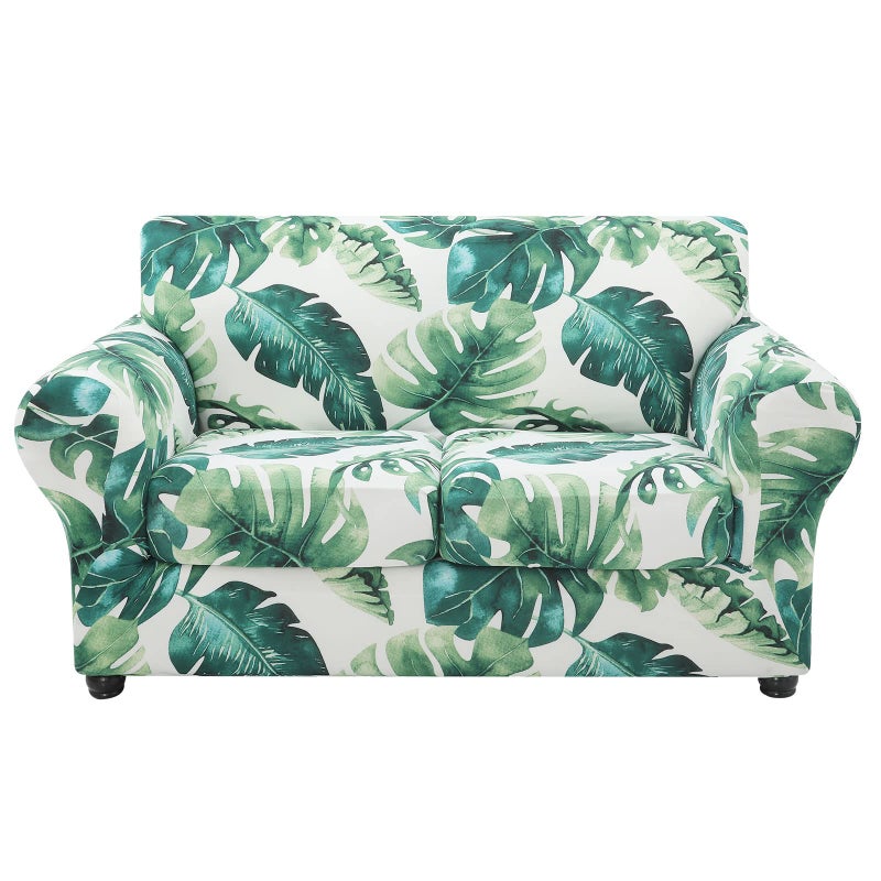 hyha Couch Cover Loveseat Covers Floral Pattern Stretch Printed 3 Pieces Sofa Slipcovers for 2 Separate Cushion Couch Sofa Washable Furniture Protector for DogsLoveseat Monstera Deliciosa