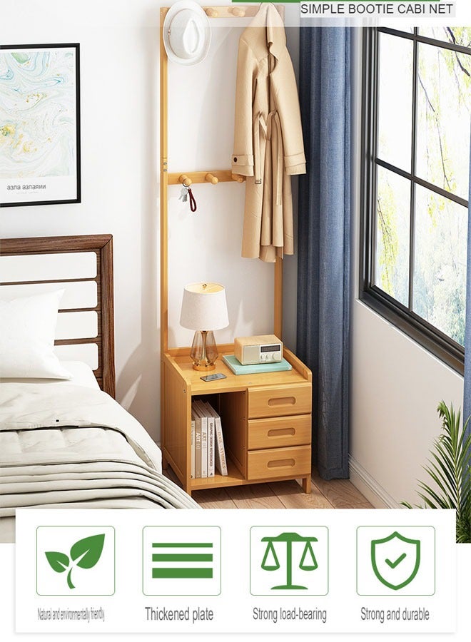 keke Multifunctional Modern Solid Wood Bedside Table with Large Coat Rack  - Image 2