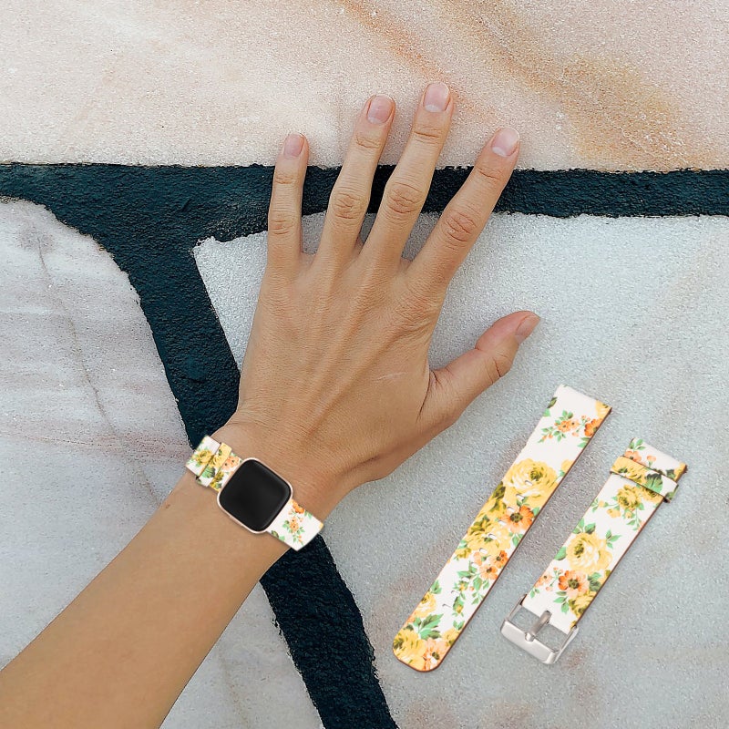 2pcs PU Leather Watchband Wrist Band Ethnic Style Replacement Floral Watch Strap - Image 4