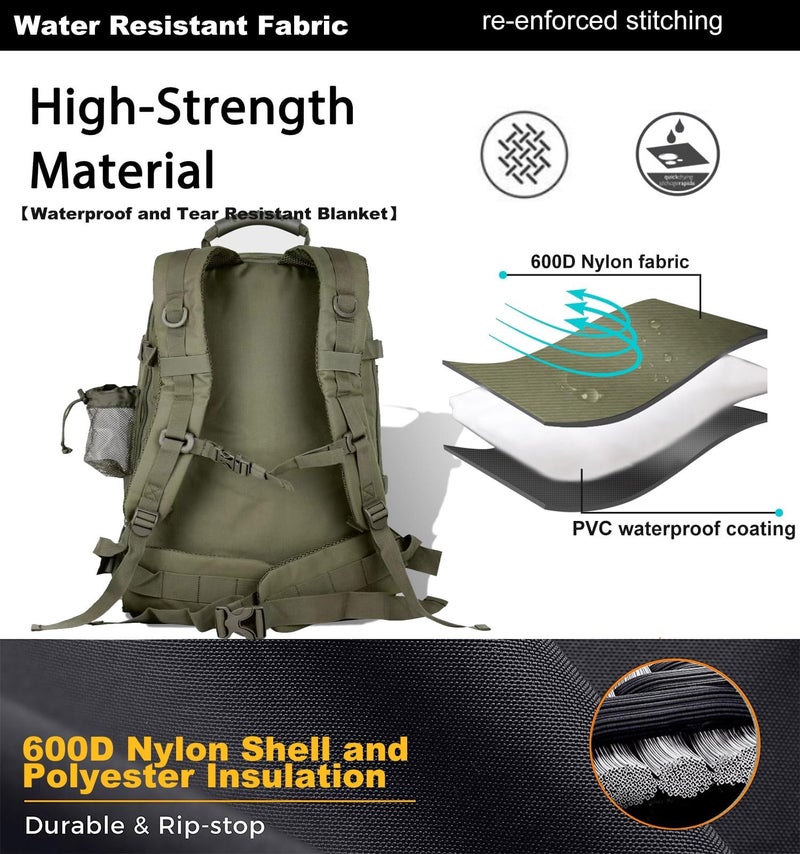 Miramrax Tactical Backpack Military Hiking Daypack - Molle Backpack for Men 3 Day Assault Pack Bug Out Bag for Camping Travel Army Hunting Gym Rucksack Survival (Green) - Image 5