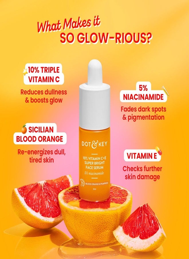 DOT & KEY 10% Vitamin C + E Serum with 5% Niacinamide,for Glowing Skin,Fades Dark Spots & Hyperpigmentation,Infused with Blood Orange & Pumpkin,Targets Dull & Uneven Skin,For All Skin Types,30ml - Image 3
