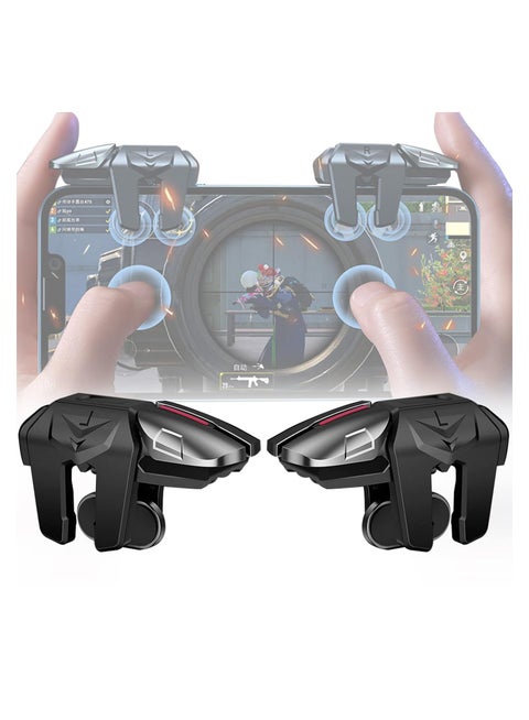 6-Finger Mobile Game Controller Triggers for PUBG, Call of Duty, Fortnite, Knives Out, and Rules of Survival - Compatible with iPhone, Android, and iPad (1 Pair)