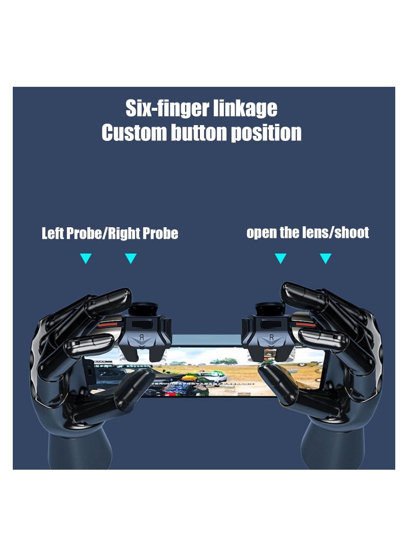 6-Finger Mobile Game Controller Triggers for PUBG, Call of Duty, Fortnite, Knives Out, and Rules of Survival - Compatible with iPhone, Android, and iPad (1 Pair)