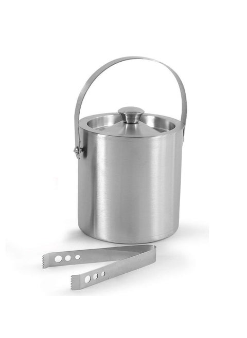Ice Bucket Ice Cube Container Double Walled with Tongs and Lid for Chilling Champagne 1000ml