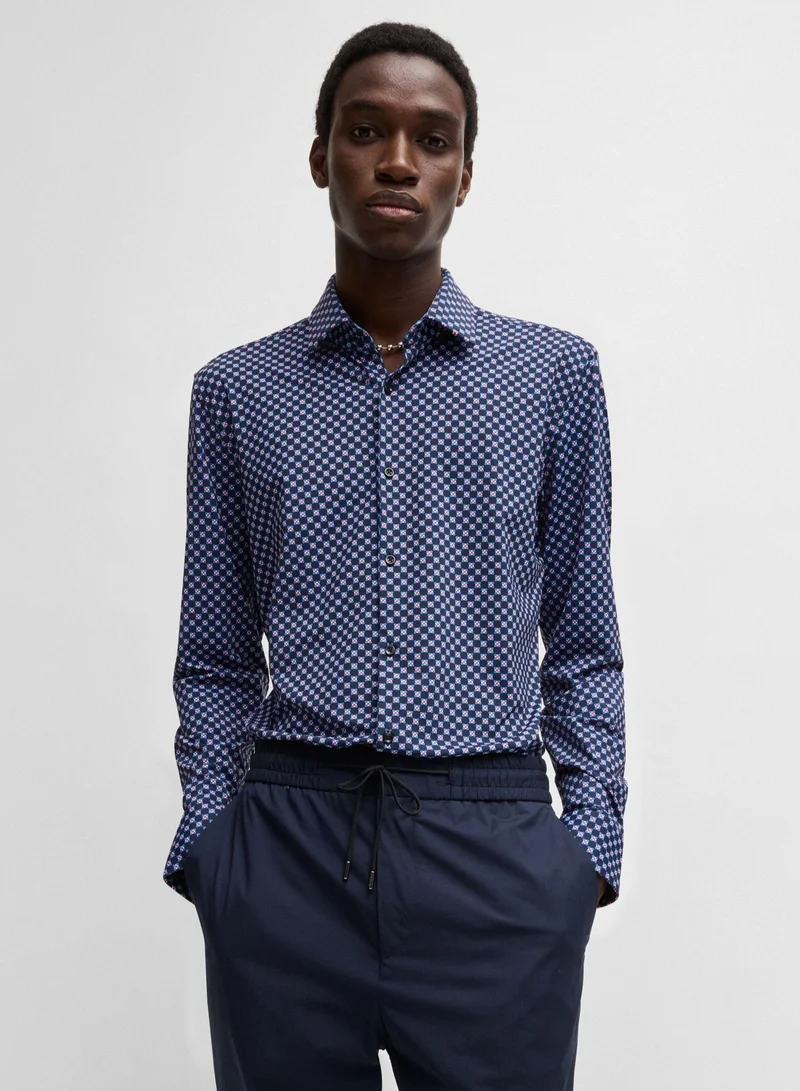 هوجو Slim-fit shirt in printed performance-stretch jersey