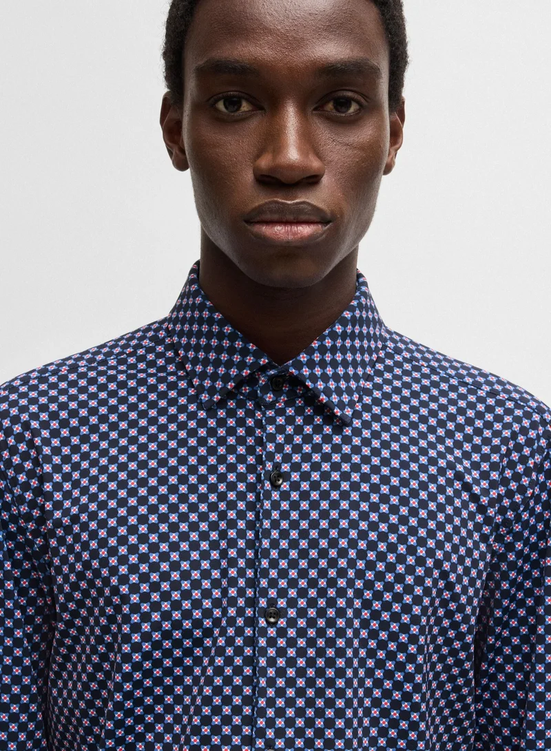 هوجو Slim-fit shirt in printed performance-stretch jersey