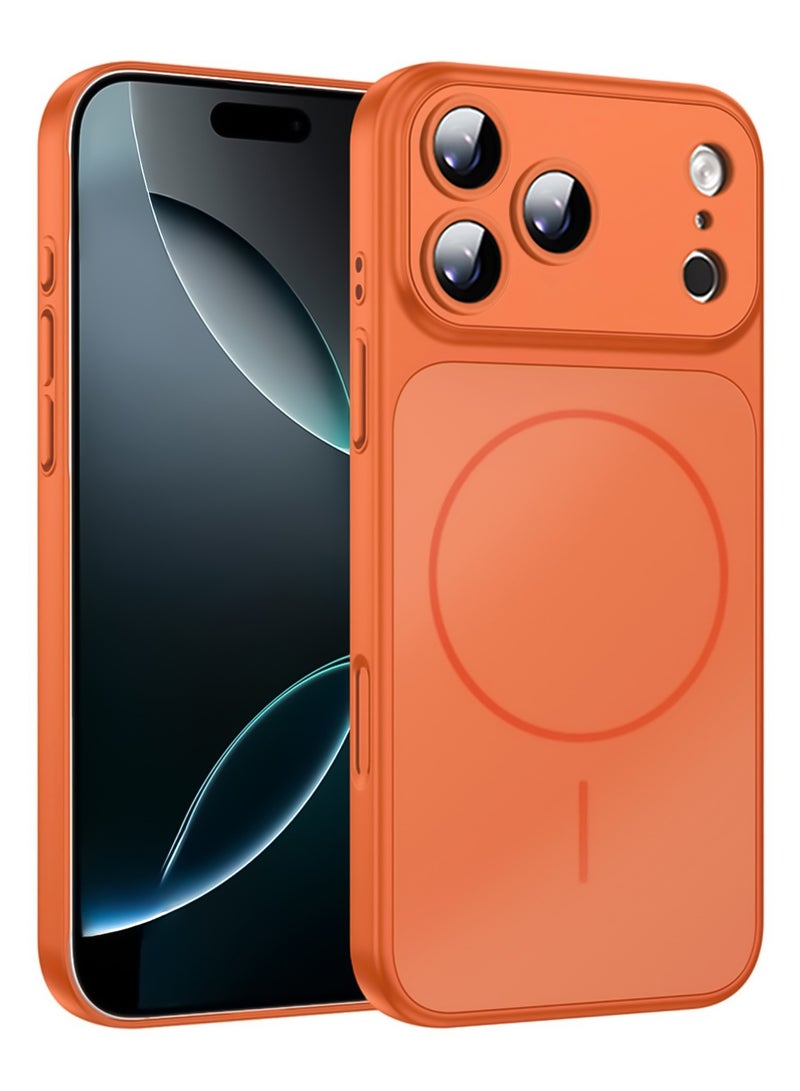 Magnetic Matte Protective Case for iPhone 17 Pro Max Full Camera Protection MagSafe Compatible - Orange