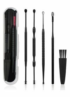 Excefore Set of5 Ear Wax Removal Tool Stainless Steel Earpick Wax Remover Curette Ear Pick Cleaner Spoon with Storage Box  - Image 1