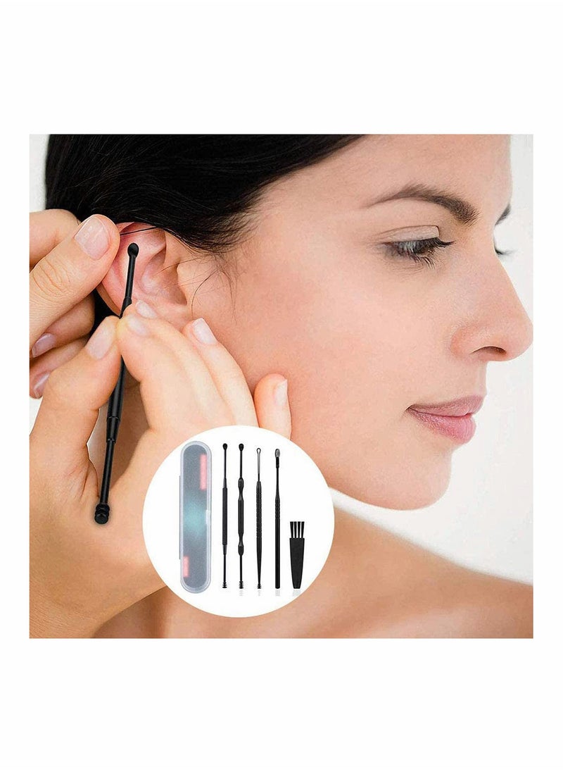 Excefore Set of5 Ear Wax Removal Tool Stainless Steel Earpick Wax Remover Curette Ear Pick Cleaner Spoon with Storage Box  - Image 3