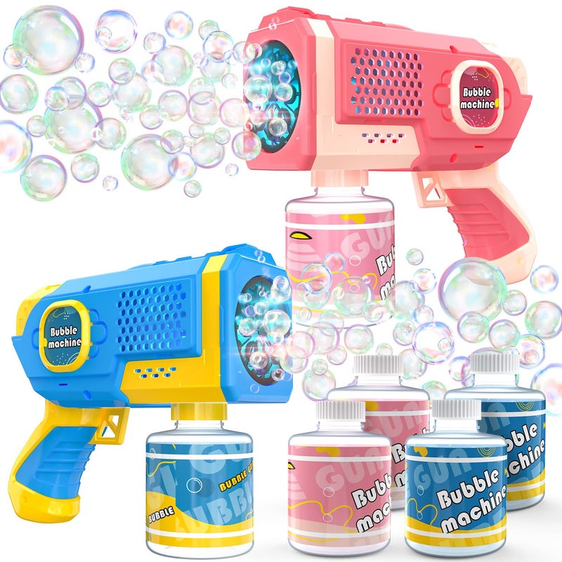 EagleStone 2 Pack Bubble Guns with 4 Bottles Solution, Automatic Bubble Machine Blaster for Kids & Adults â€“ Light Up Summer Toy for Outdoor, Birthday Gifts, Easter, Wedding Party Favor Bubble - Image 1